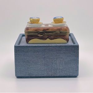 Limoges Picnic Basket For Two Trinket Box